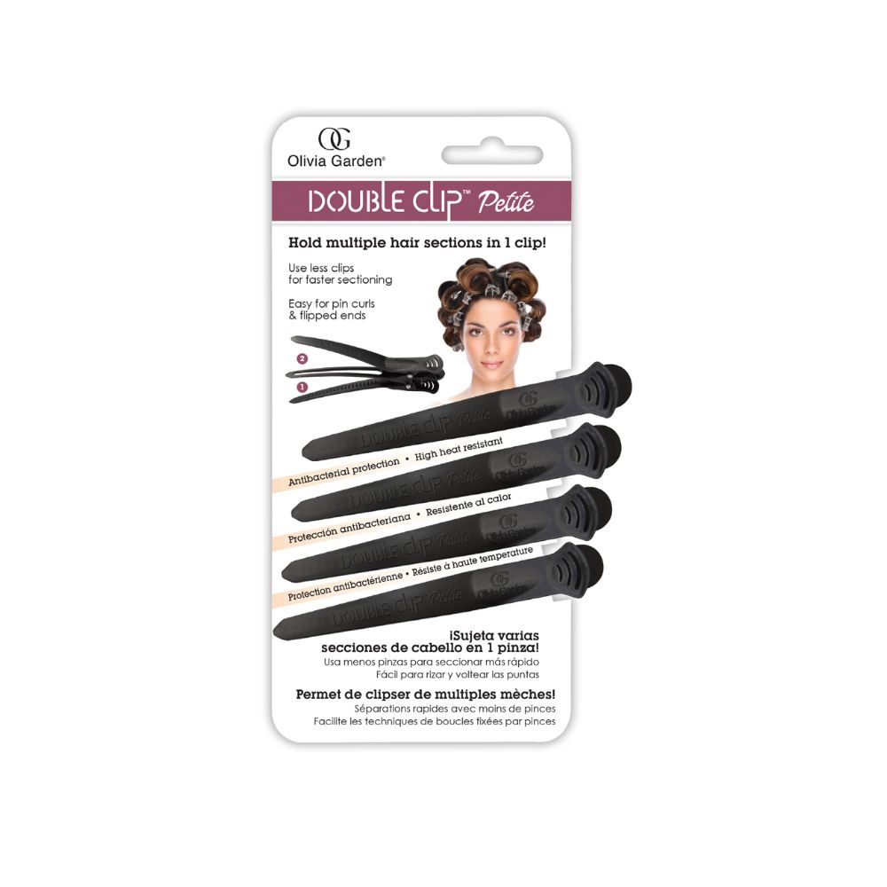 ДВОЙНИ ФРИЗЬОРСКИ ЩИПКИ OLIVIA GARDEN DOUBLE CLIP PETITE, 10.5 см, 4 бр.