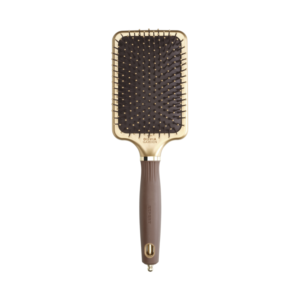 Четка за коса Olivia Garden Expert Care Rectangular Nylon Bristles Gold and Brown L