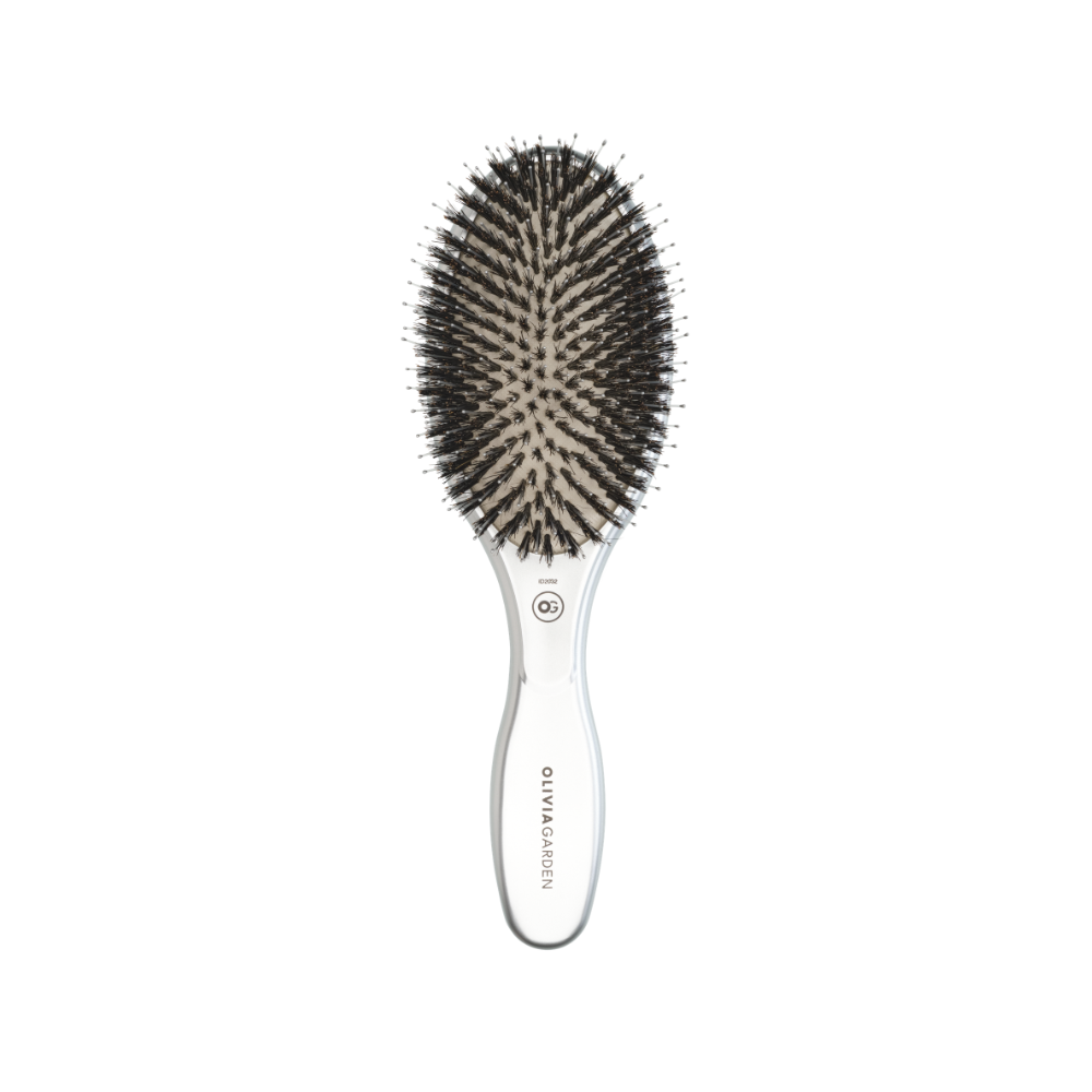 Четка за коса Olivia Garden EXPERT CARE OVAL Boar & Nylon Bristles Silver