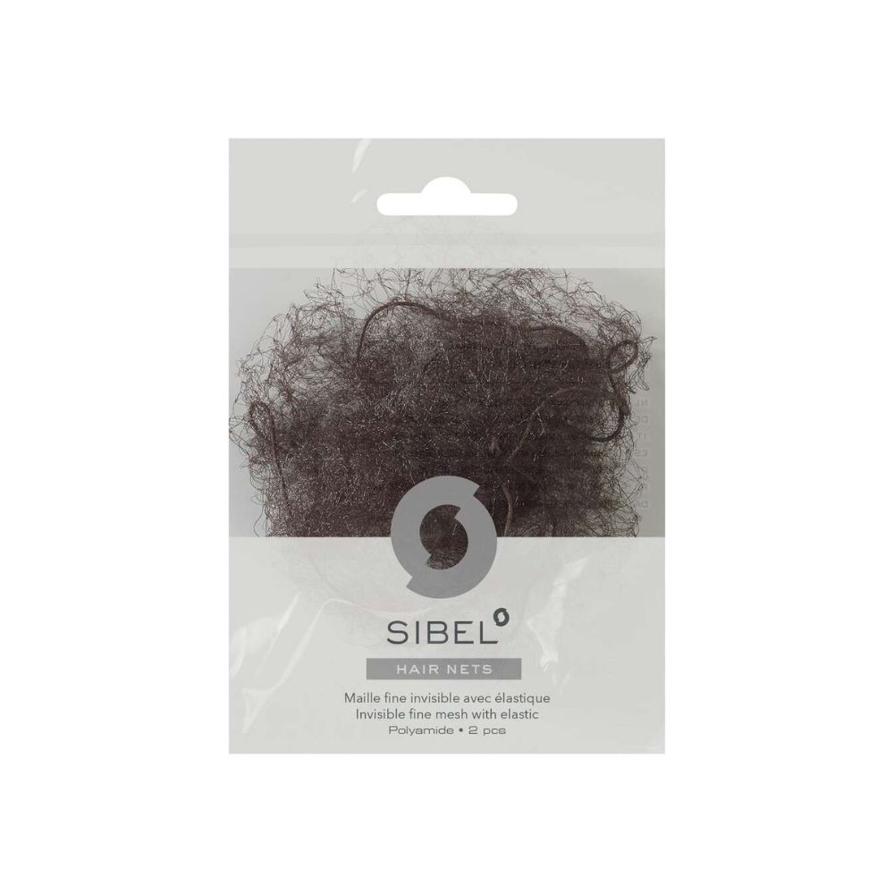 Тъмнокестенява фина мрежа за цялата коса Sibel HAIR NETS - 2 бр.